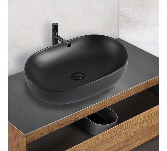 Керамическая раковина VINCEA 600x415x135, накладная, черный матовый VBS-113MB
