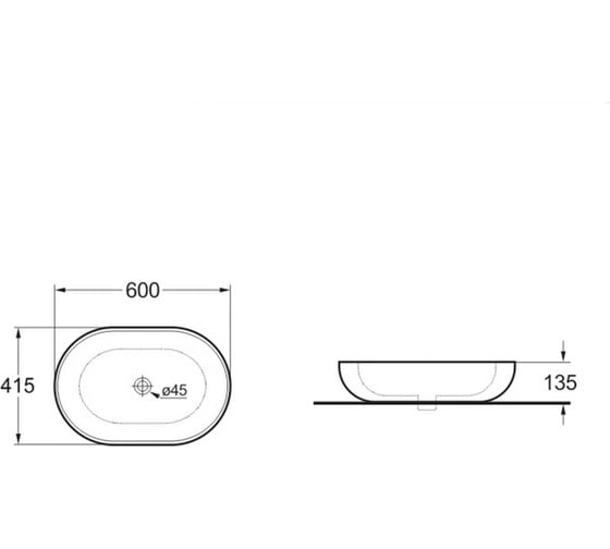 Керамическая раковина VINCEA 600x415x135, накладная, черный матовый VBS-113MB