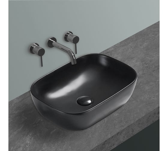 Керамическая раковина VINCEA 455x325x130, накладная, черный матовый VBS-102MB