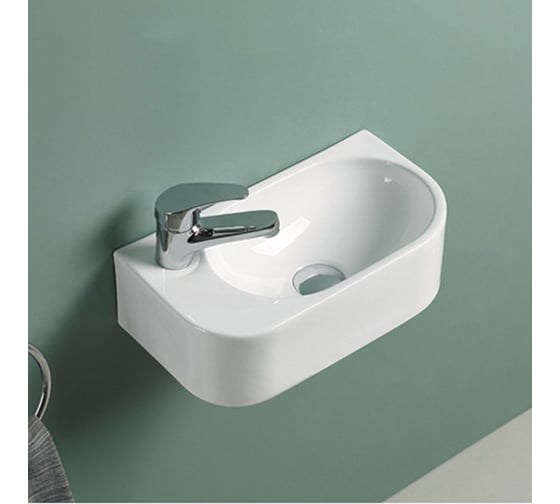 Керамическая раковина VINCEA 400x215x120, подвесная, белый, левая VBS-506L
