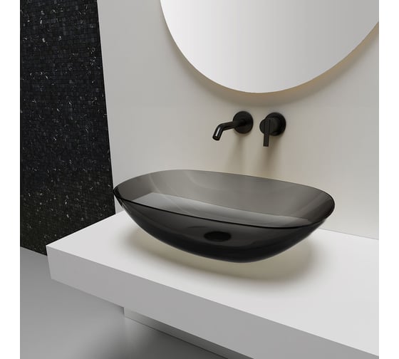 Прозрачная раковина VINCEA 540x360x150, накладная, черный VBS-6T12B