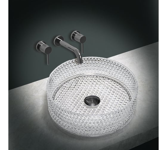 Стеклянная раковина VINCEA 400x400x125, накладная, прозрачный VBS-5GL01