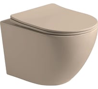 Подвесной унитаз VINCEA Globo безободковый, капучино матовый, ультратонкое сиденье soft-close VT1-14SMC