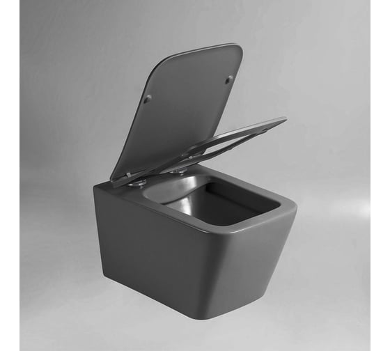 Подвесной унитаз VINCEA Q-line безободковый, антрацит матовый, ультратонкое soft-close сиденье VT1-12MA