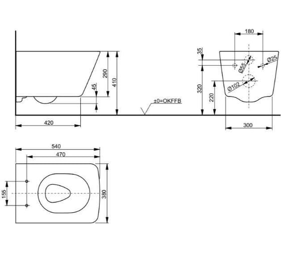 Подвесной унитаз TOTO SP CEFIONTECT 380х540х335 мм, белый аналог CW532RY CW532Y