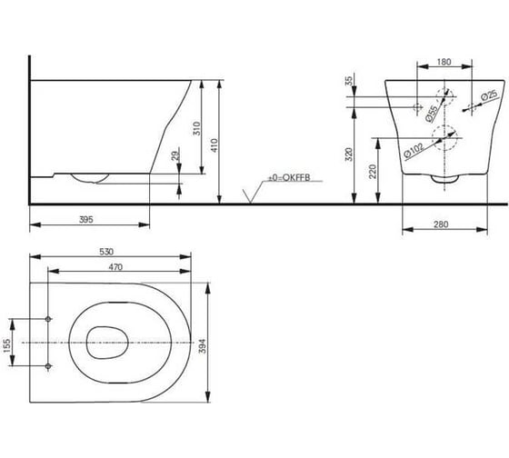 Подвесной унитаз TOTO MH CEFIONTECT 394х530х339 мм, белый CW162Y