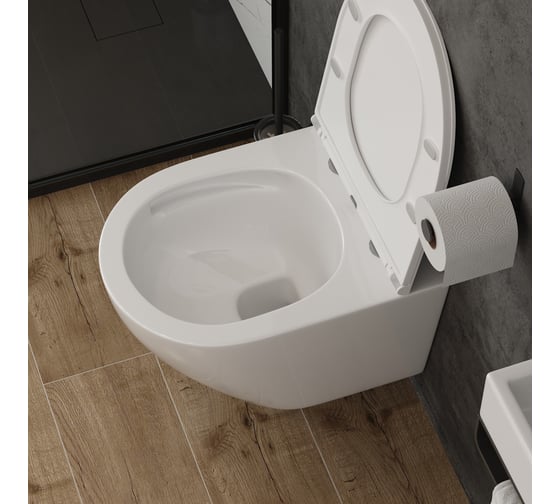 Подвесной унитаз Teymi Lina VORTEX безободковый, сиденье микролифт T40110 ЦБ-00267357