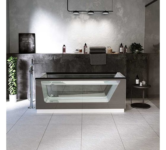 Ванна Aima Design "NEO" 170х75 см, 2 стекла, матовое серое 01нео1775с2с