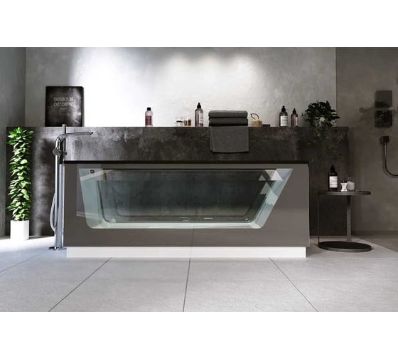 Ванна Aima Design "NEO" 170х75 см, 2 стекла, матовое серое 01нео1775с2с