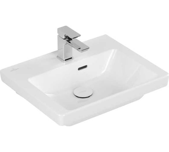 Раковина Villeroy & Boch SUBWAY 3.0 500x400 мм, 1 отверстие под смеситель, с переливом, нешлифованная, альпийский белый 4370 FF01 00000124082