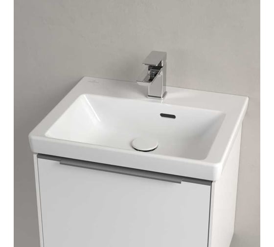 Раковина Villeroy & Boch SUBWAY 3.0 500x400 мм, 1 отверстие под смеситель, с переливом, нешлифованная, альпийский белый 4370 FF01 00000124082