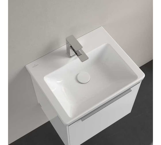 Раковина Villeroy & Boch SUBWAY 3.0 500x400 мм, 1 отверстие под смеситель, с переливом, нешлифованная, альпийский белый 4370 FF01 00000124082