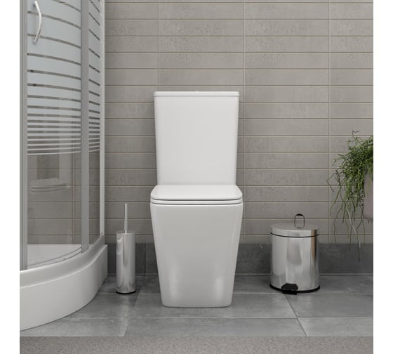 Унитаз напольный безободковый Teymi Helmi, сиденье микролифт T40308 ЦБ-00267918