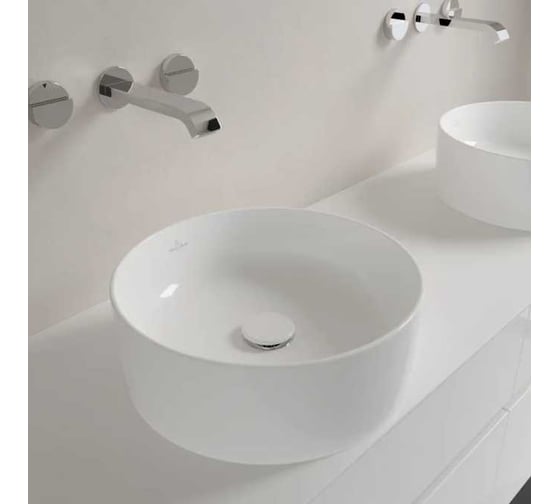 Раковина Villeroy & Boch Collaro 400х400х145, отверстия для смесителя-отсутствует, CeramicPlus, цвет-альпийский белый 4A1840R1