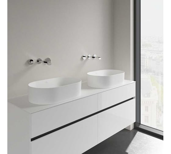 Раковина Villeroy & Boch Collaro 560х360х145, отверстия для смесителя-отсутствует, CeramicPlus, цвет-Stone White 4A1956RW