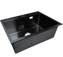 Мойка SANTREK AQUA нержавеющая сталь, врезная, 600x450x220 т 3,0 ЧЕРНАЯ D6045B (+ сифон + дозатор) + коландер 390x220 318417