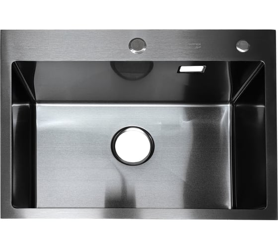 Мойка SANTREK AQUA нержавеющая сталь, врезная, 600x450x220 т 3,0 ЧЕРНАЯ D6045B (+ сифон + дозатор) + коландер 390x220 318417