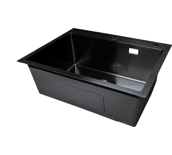 Мойка SANTREK AQUA нержавеющая сталь, врезная, 600x450x220 т 3,0 ЧЕРНАЯ D6045B (+ сифон + дозатор) + коландер 390x220 318417