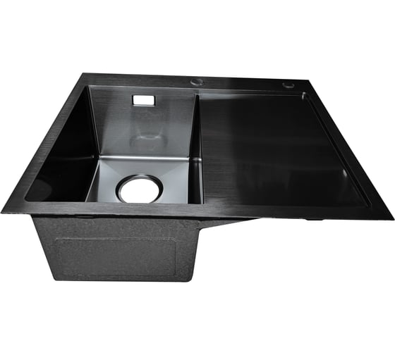 Мойка SANTREK AQUA нержавеющая сталь, врезная, 600x500x220 т 3,0 ЧЕРНАЯ D6050HLB левая (+ сифон + дозатор) + коландер 440x220 318393
