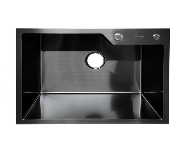Мойка SANTREK AQUA нержавеющая сталь, врезная, 650x480x220 т 3,0 ЧЕРНАЯ D6548NB (+ сифон + дозатор) + коландер 460x220 318419