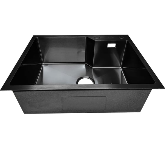 Мойка SANTREK AQUA нержавеющая сталь, врезная, 650x480x220 т 3,0 ЧЕРНАЯ D6548NB (+ сифон + дозатор) + коландер 460x220 318419