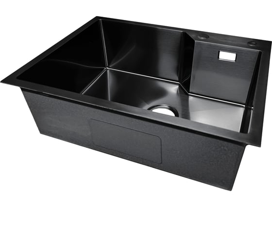 Мойка SANTREK AQUA нержавеющая сталь, врезная, 650x480x220 т 3,0 ЧЕРНАЯ D6548NB (+ сифон + дозатор) + коландер 460x220 318419