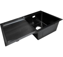 Мойка SANTREK AQUA нержавеющая сталь, врезная, 780x480x220 т 3,0 ЧЕРНАЯ D7848HRB правая (+ сифон+дозатор) + коландер 420x220 318400