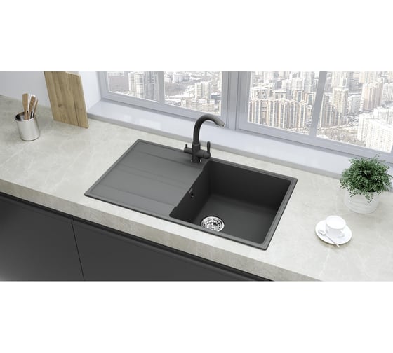 Мойка ULGRAN Quartz Асфальт Prima 850-09