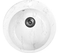 Мойка для кухни из искусственного камня WISENT мрамор бело-серый (беларусь) 495x495x210 WA04-10/WGER013