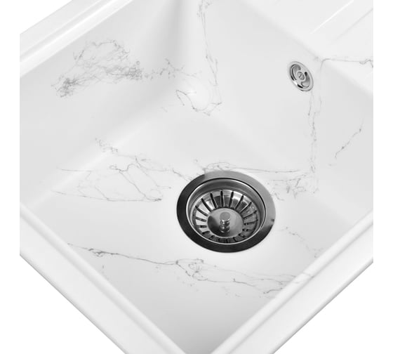 Мойка для кухни из искусственного камня WISENT мрамор бело-серый (беларусь) 435x620x220 WB15-10/WGER013