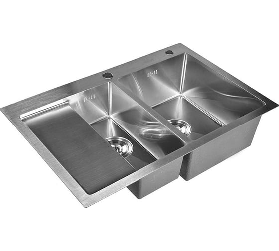 Кухонная мойка из нержавеющей стали WISENT с сифоном 7851-sr (78x51см) WS37851-SR/WS-02-2 1