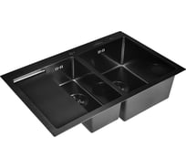 Кухонная мойка из нержавеющей стали WISENT с pvd покрытием с сифоном 7851b-sr (78x51см) WS37851B-SR/WS-02-2B