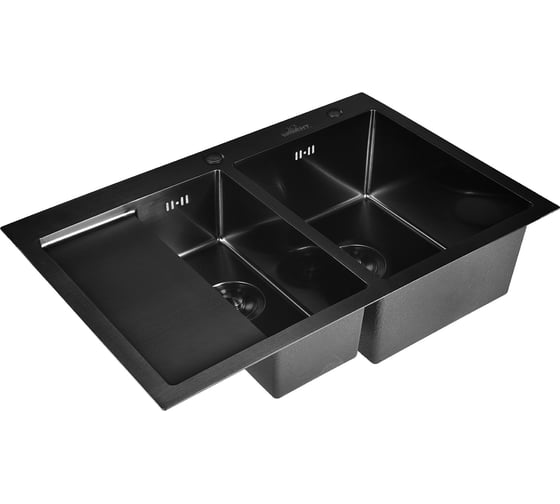 Кухонная мойка из нержавеющей стали WISENT с pvd покрытием с сифоном 7851b-sr (78x51см) WS37851B-SR/WS-02-2B
