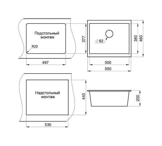Мойка KUPPERSBERG UNIVERSA 60 NL 1B GREY ROCK 6698