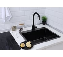Мойка из нержавеющей стали Alcora Berlin 58х48 см., цвет Nano Black. Cифон в комплекте 3045066NB