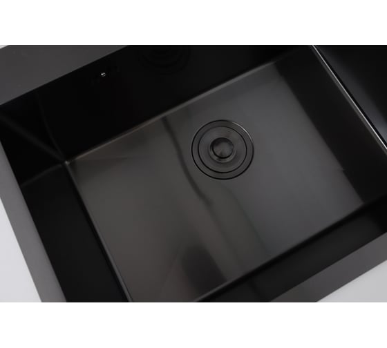 Мойка из нержавеющей стали Alcora Berlin 58х48 см., цвет Nano Black. Cифон в комплекте 3045066NB