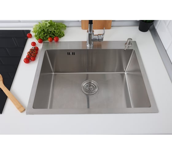 Мойка из нержавеющей стали Alcora Oslo 58х48 см., цвет satin. Сифон в комплекте 2015103S