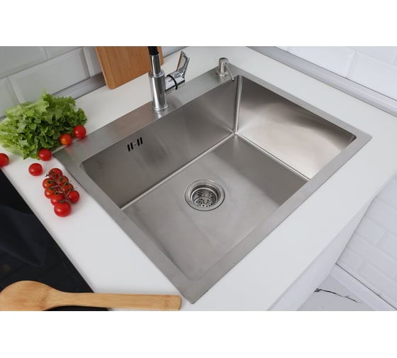 Мойка из нержавеющей стали Alcora Oslo 58х48 см., цвет satin. Сифон в комплекте 2015103S