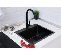 Мойка для кухни из нержавеющей стали Alcora Vienna 50х45 см., цвет Nano Black. Cифон в комплекте 3045042NB