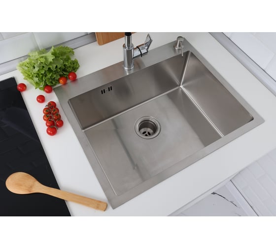 Мойка из нержавеющей стали Alcora Berlin 58х48 см., цвет satin. Сифон в комплекте 3045097S