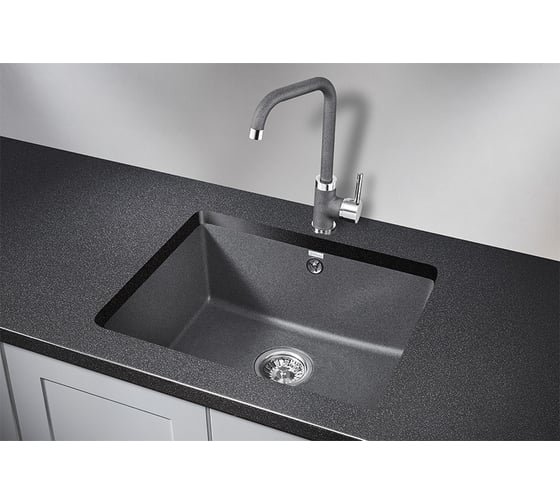 Кухонная кварцевая мойка GRANULA GR-5551 графит