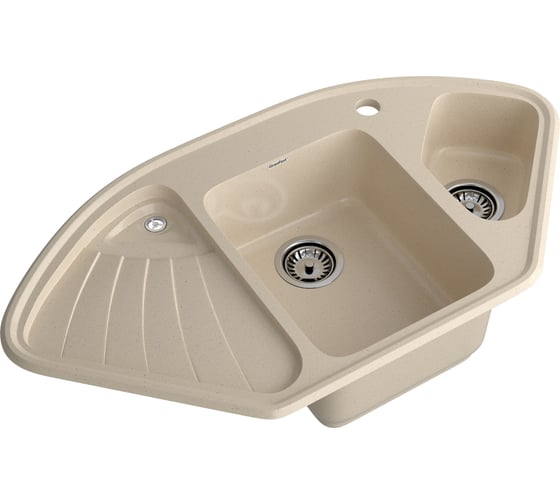 Мойка GranFest CORNER 1040E угловая 1,5-чаши+крыло, 1039х560 мм, кашемир арт.GF- C-1040E кашемир