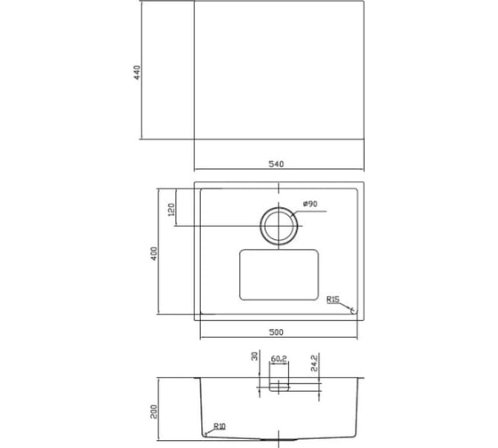 Мойка для подстольного монтажа, бронза IDDIS Edifice EDI54B0i77
