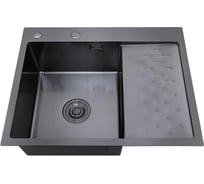 Набор 2 в1 (кухонная мойка с правым крылом + дозатор) РМС MRK-6350BL-L