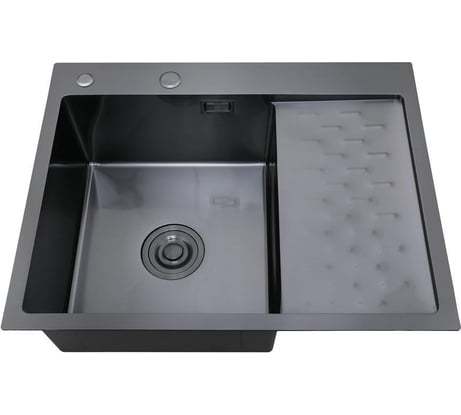 Набор 2 в1 (кухонная мойка с правым крылом + дозатор) РМС MRK-6350BL-L