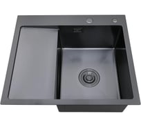 Набор 2 в1 (кухонная мойка с левым крылом + дозатор) РМС MRK-5851BL-R