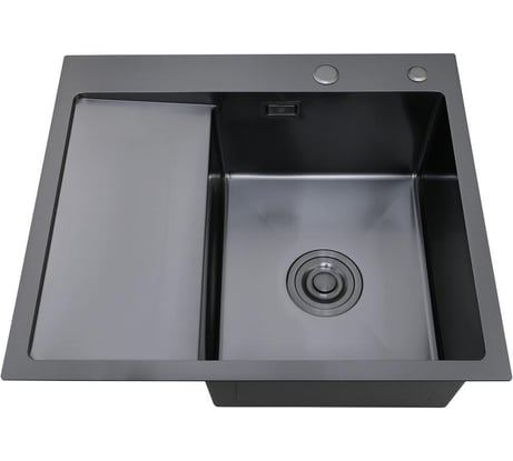 Набор 2 в1 (кухонная мойка с левым крылом + дозатор) РМС MRK-5851BL-R