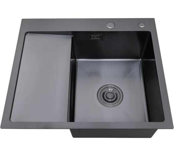 Набор 2 в1 (кухонная мойка с левым крылом + дозатор) РМС MRK-5851BL-R