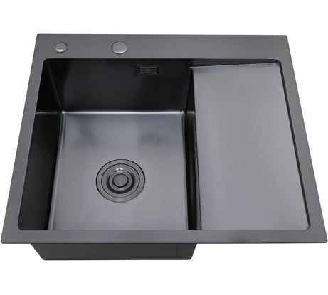 Набор 2 в1 /кухонная мойка с правым крылом + дозатор РМС MRK-5851BL-L. MRK-5851BL-L