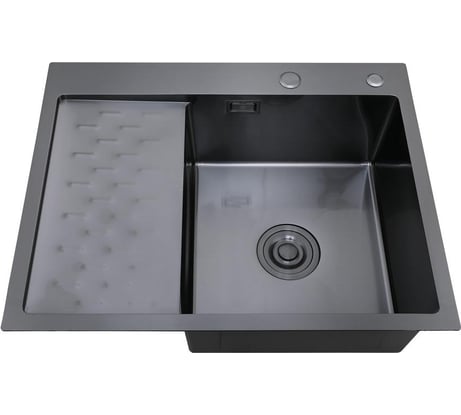 Набор 2 в1 (кухонная мойка с левым крылом + дозатор) РМС MRK-6350BL-R